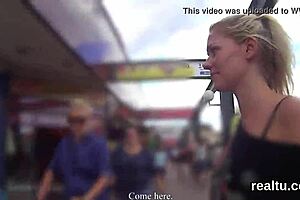 Czech teen's supermarket strip tease leads to hardcore POV action