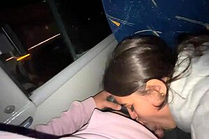 Young Latina couple gets kinky on a Colombian bus